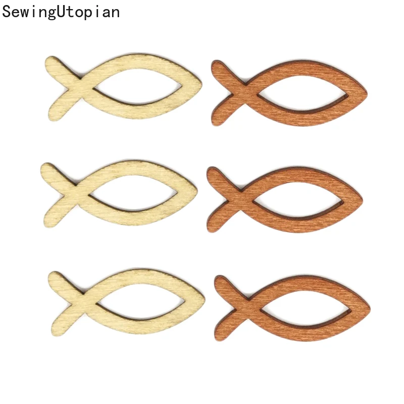 

18 шт., деревянные чипсы в виде рыбы для скрапбукинга