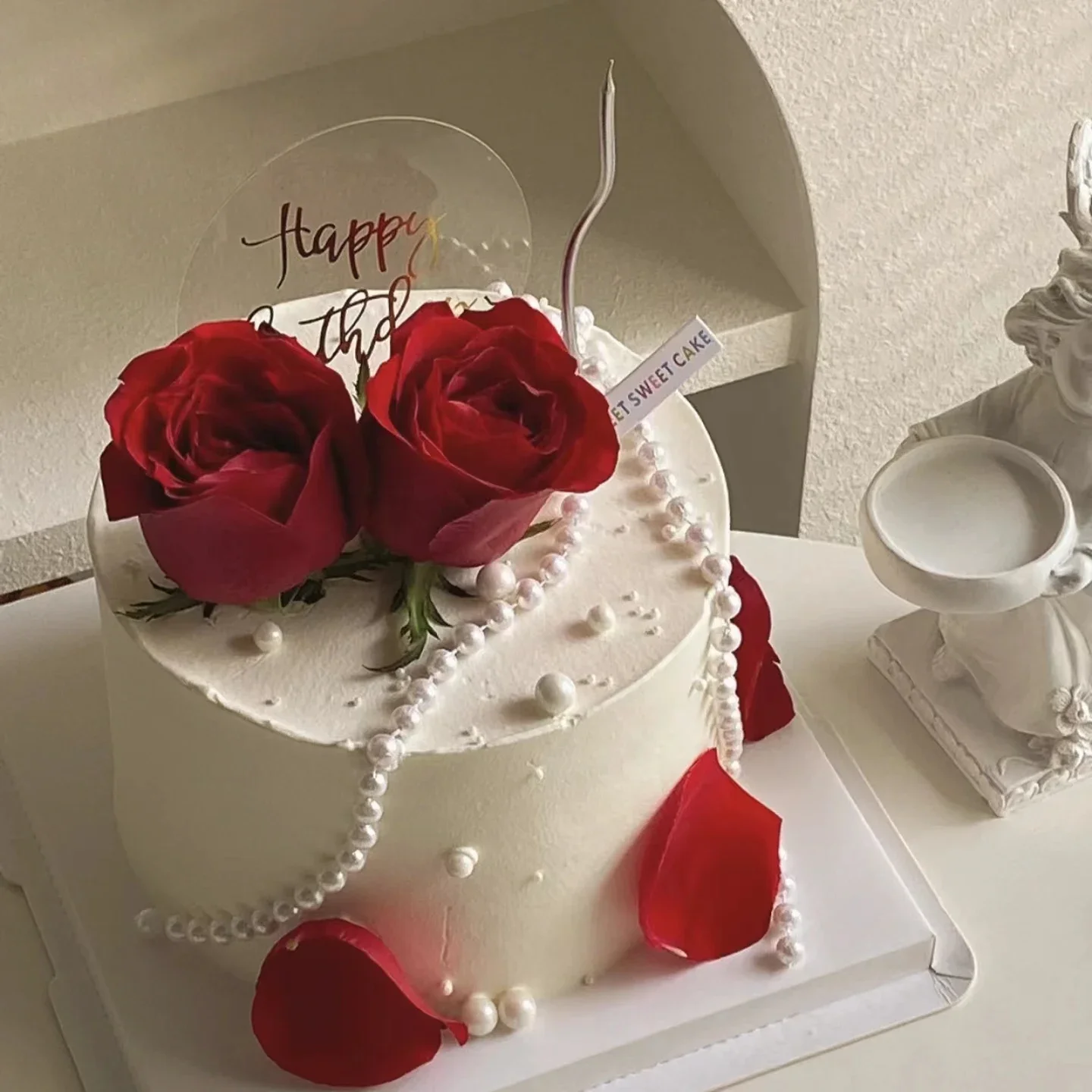 

New Red Gold Acrylic Side Happy Birthday Cake Decoration supplies Gold Acrylic Decoration supplies for Party Supplies Baking