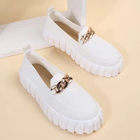 round toe slip on mesh women sneaker casual shoes women chain loafer flats for breathable comfy walking shoes platform shoes new