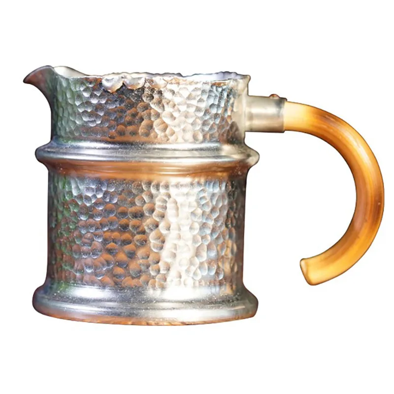 

Chinese Teacup Sets with Handle Heat Resistant Tea Cup Handmade Fair Cup Silver Plated Coffee Mug Vintage Kung Fu Tea Set Gift
