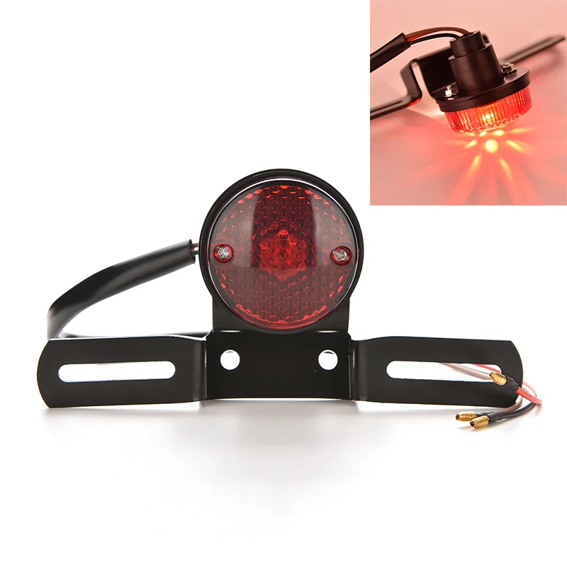 

1PC Red Lens Motorcycle Brake Rear License Plate Bracket Tail Light Universal 12V Long-lasting FasterResponse SuperBright Simple