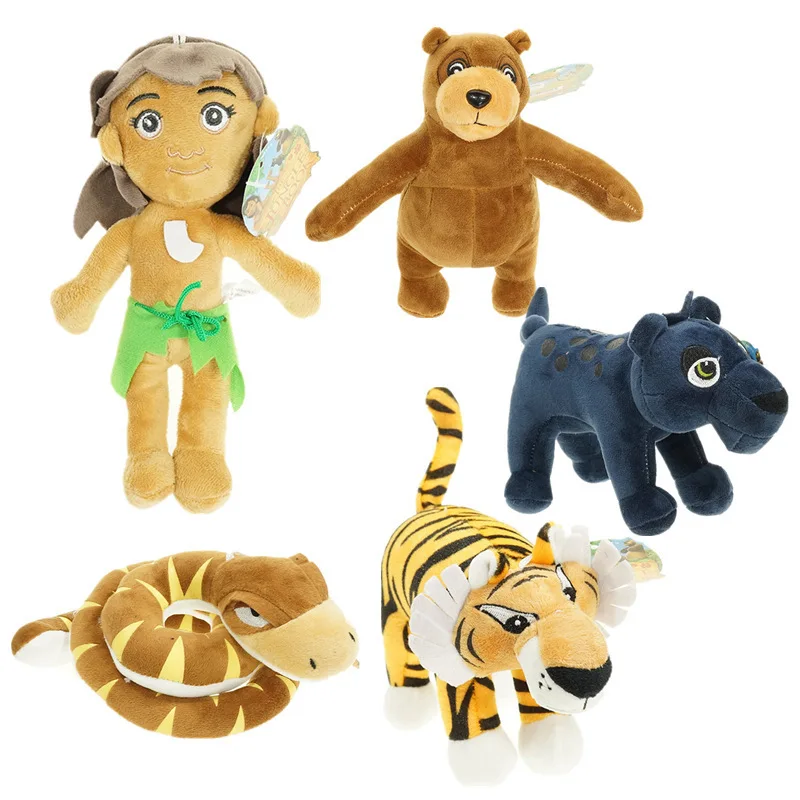 Disney Anime Plushes The Jungle Book Plush cute Kawaii Forest Prince Mowgli Tiger Panther Giant Python Wolf Kids Bear Toys