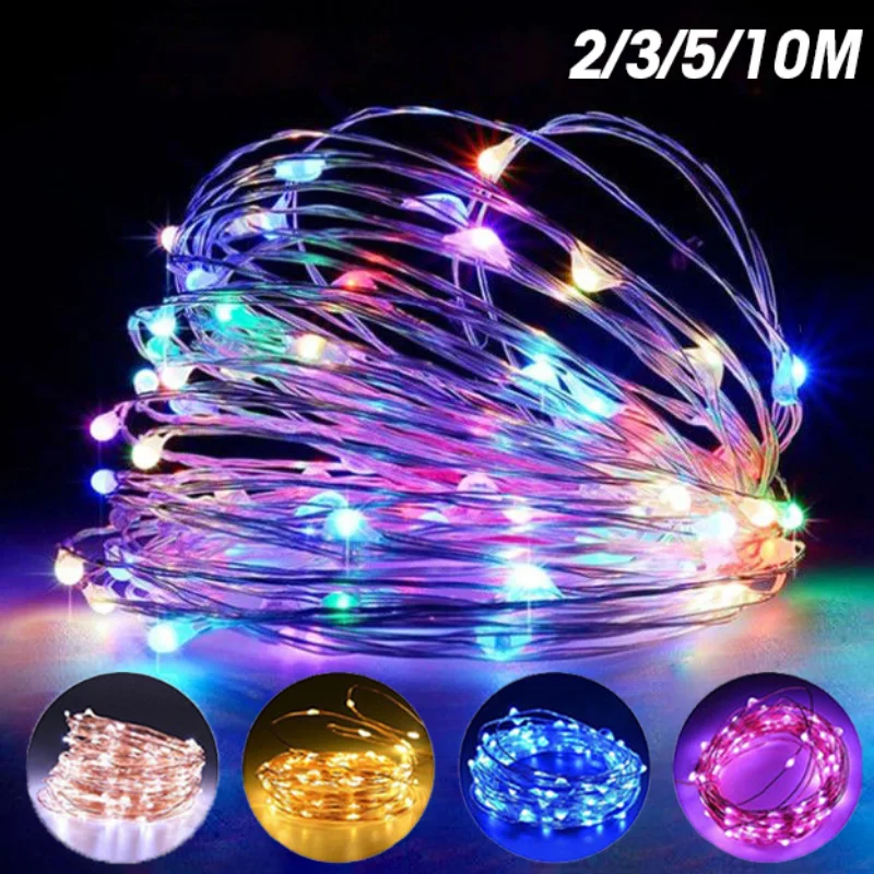 

2/3/5/10 Meter LED String Lights USB Sliver Wire Starry Fairy Light for Xmas Garland Party Birthday Wedding Christmas Tree Decor