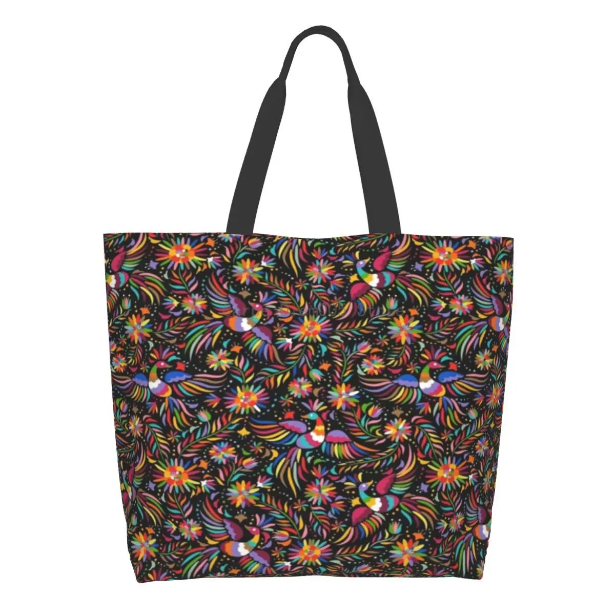 

Women Shoulder Bag Mexican Floral Ethnic Birds Paisley Large Capacity Shopping Grocery Tote Bag For Ladies