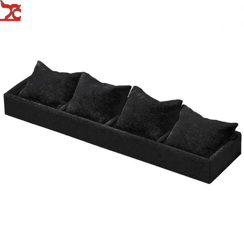 Черный бархатный органайзер для ювелирных изделий держатель деревянных