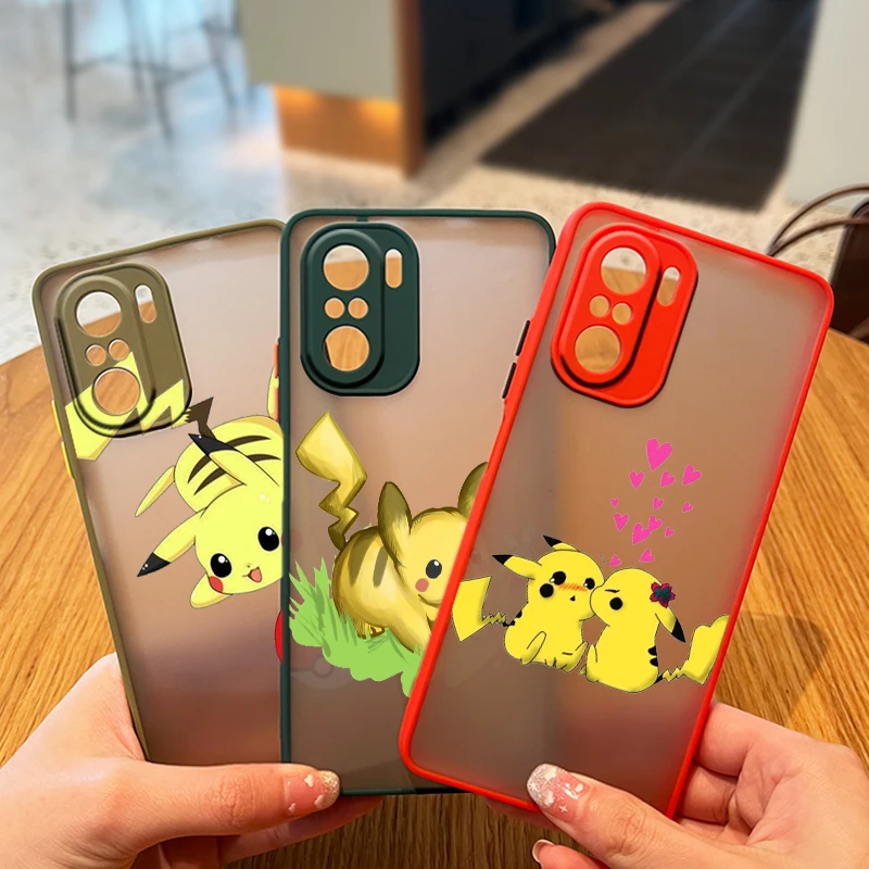 

Pikachu Cartoon Anime For Xiaomi Redmi 10 9 9A 9C 9AT 8 8A 7 7A 6 6A Plus 4X 2022 Frosted Translucent Hard Phone Case Cover Capa