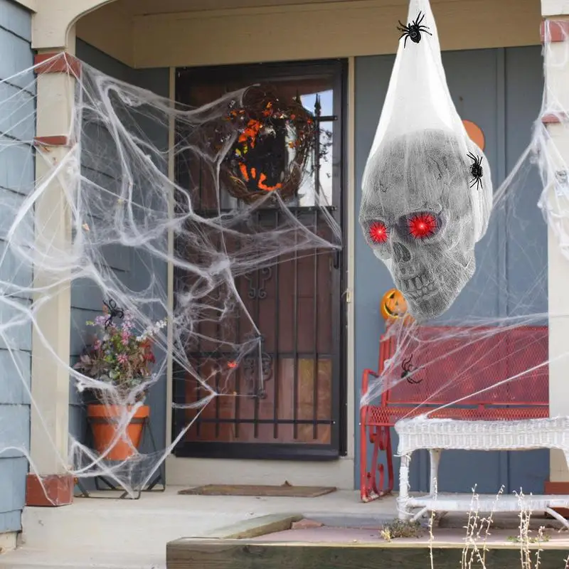 Женский светящийся хлопковый череп-паук с голосовым управлением