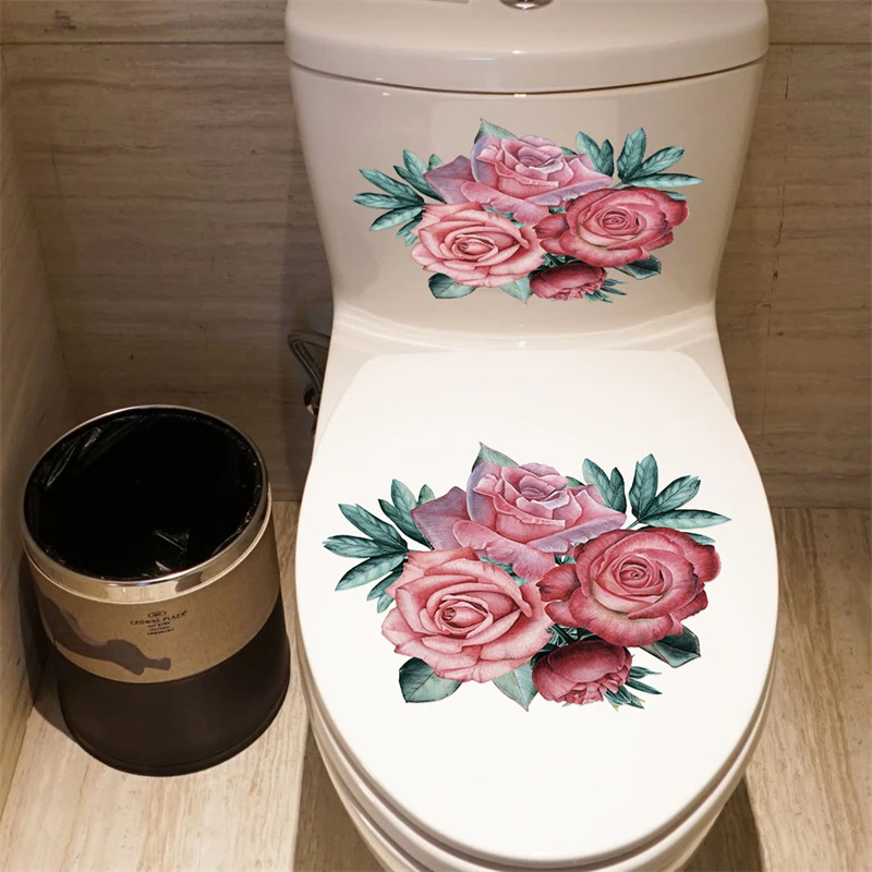 

30*20cm Birds And Flowers Toilet Seat Stickers Classic Rooms Wall Decal Home Decoration Waterproof Removable Pvc Wall Stickers