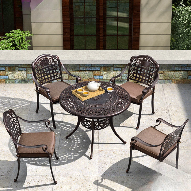 Стол и стул из кованого железа набор пяти предметов для дома литой алюминия вилла