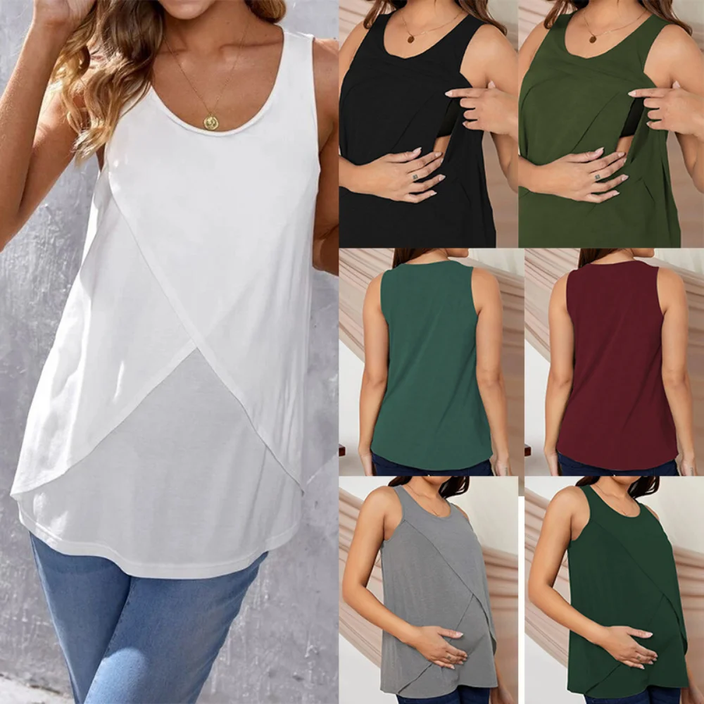 2023 Maternity Nursing Vest Breastfeeding Tank Top Fleece Warm Pregnancy T-shirt Wirefree Lactation Camisole Feeding Underwear