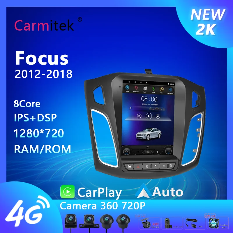 

9.7" Tesla Style Vertical Screen Radio For Ford Focus 2012-2018 Multimedia Player 2 Din Stereo Receiver Android Head Unit