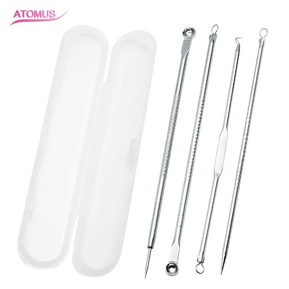 

ELECOOL 4Pcs/Set Best Tool Set Stainless Face Care Acne Needle Tweezers Acne Facial Blackhead Spot Pimple Remover Skin Care