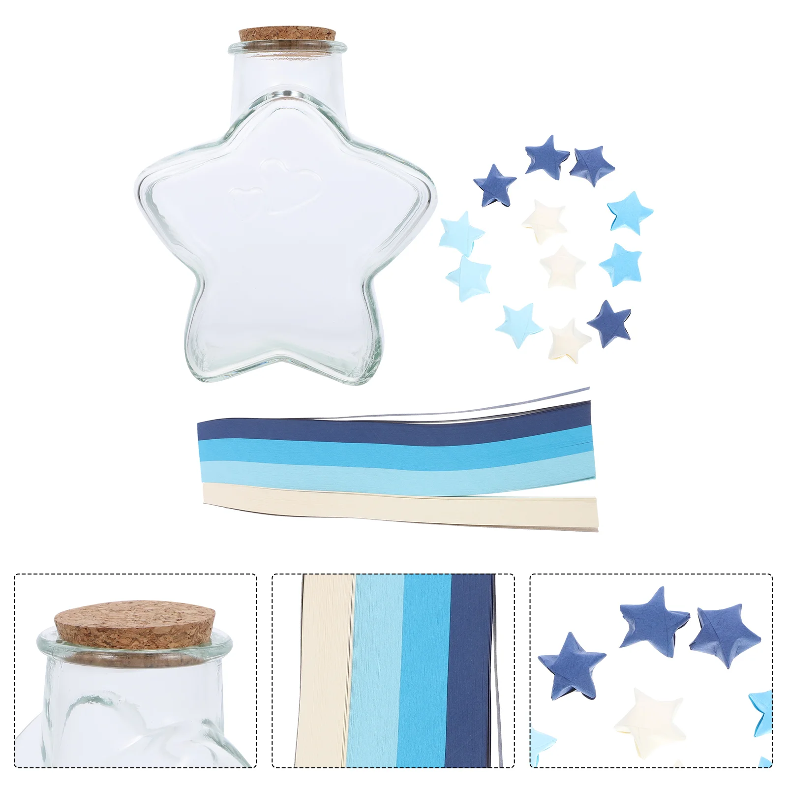 

Bottle Paper Glass Origami Star Strips Lucky Mini Stars Diy Folding Cork Wishing Jar Drifting Bottles Craft Clear Kids Jars