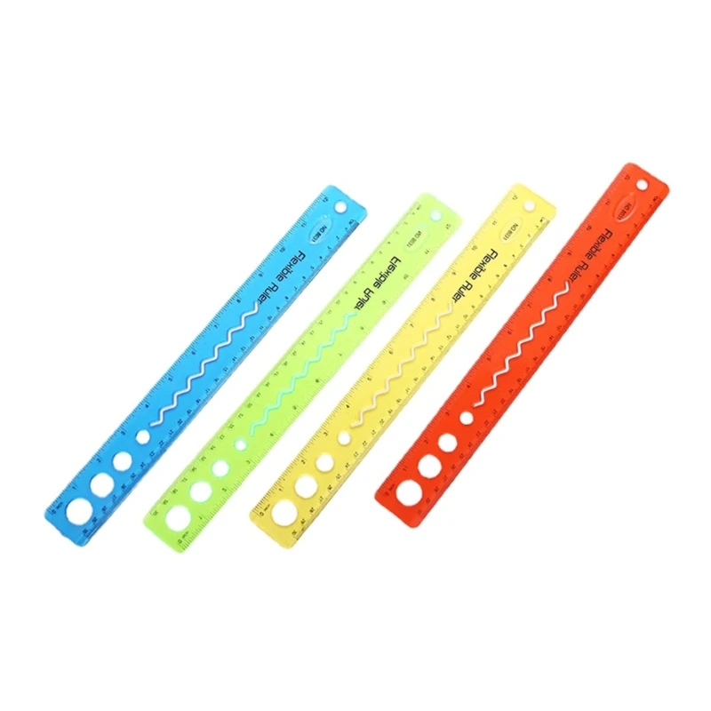 

4Pcs Color Flexible Rulers Soft Bendable Plastic Rulers Duals Scale Bendable Flexible Rubber Rulers Clear Straight Ruler