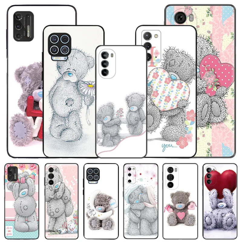 Силиконовый черный чехол для телефона Motorola G72 G53 G73 G9 G50 G51 G60 G71 G22 G32 G52 Tatty Teddy Red Heart Moto