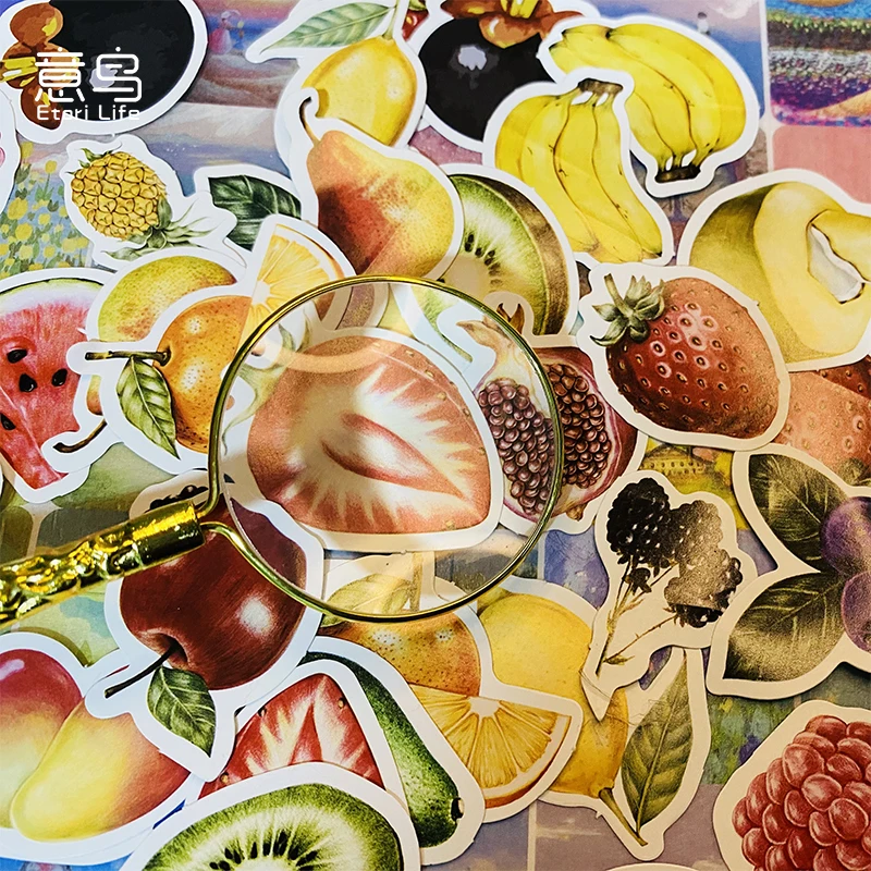 

46PCS Summer Fruit Paper Sticky Stickers Aesthetic Decoractive Phone Scrapbook Accessories Child Stationery Supply for Kid