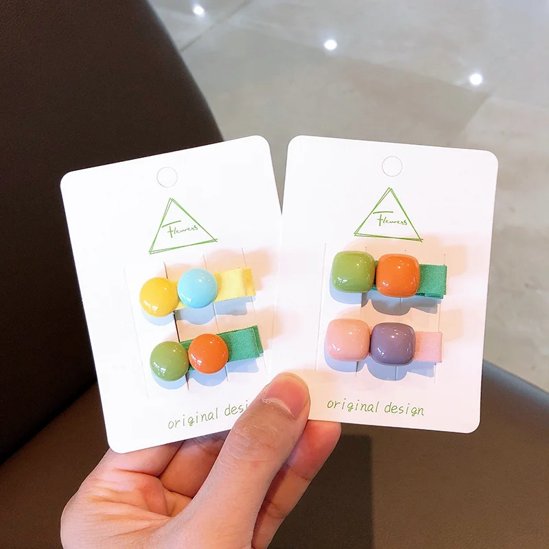 

2 шт./Лот Детские акриловые заколки для волос с геометрическим орнаментом милые заколки для девочек заколки для волос подарок Детские аксес...