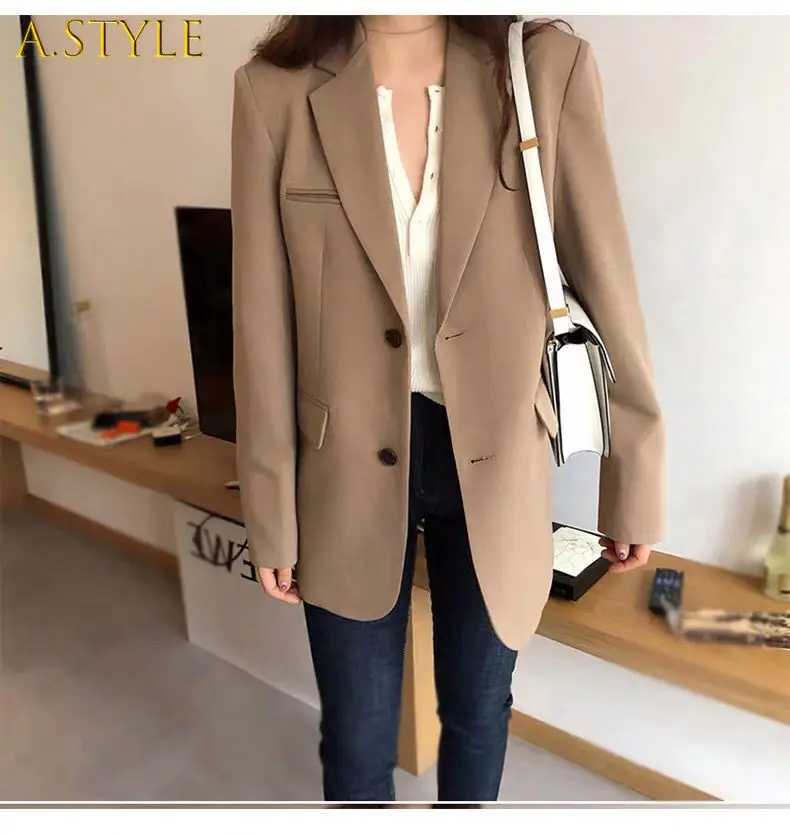

A GIRLS Blazers Women Long Sleeve Harajuku Solid Stylish Notched Baggy Tender All-match Korean Version Leisure Hot Sale Mujer