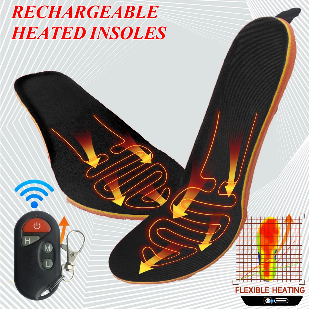 2000mah Electric Foot Warmer Heated Insoles Rechargeable USB