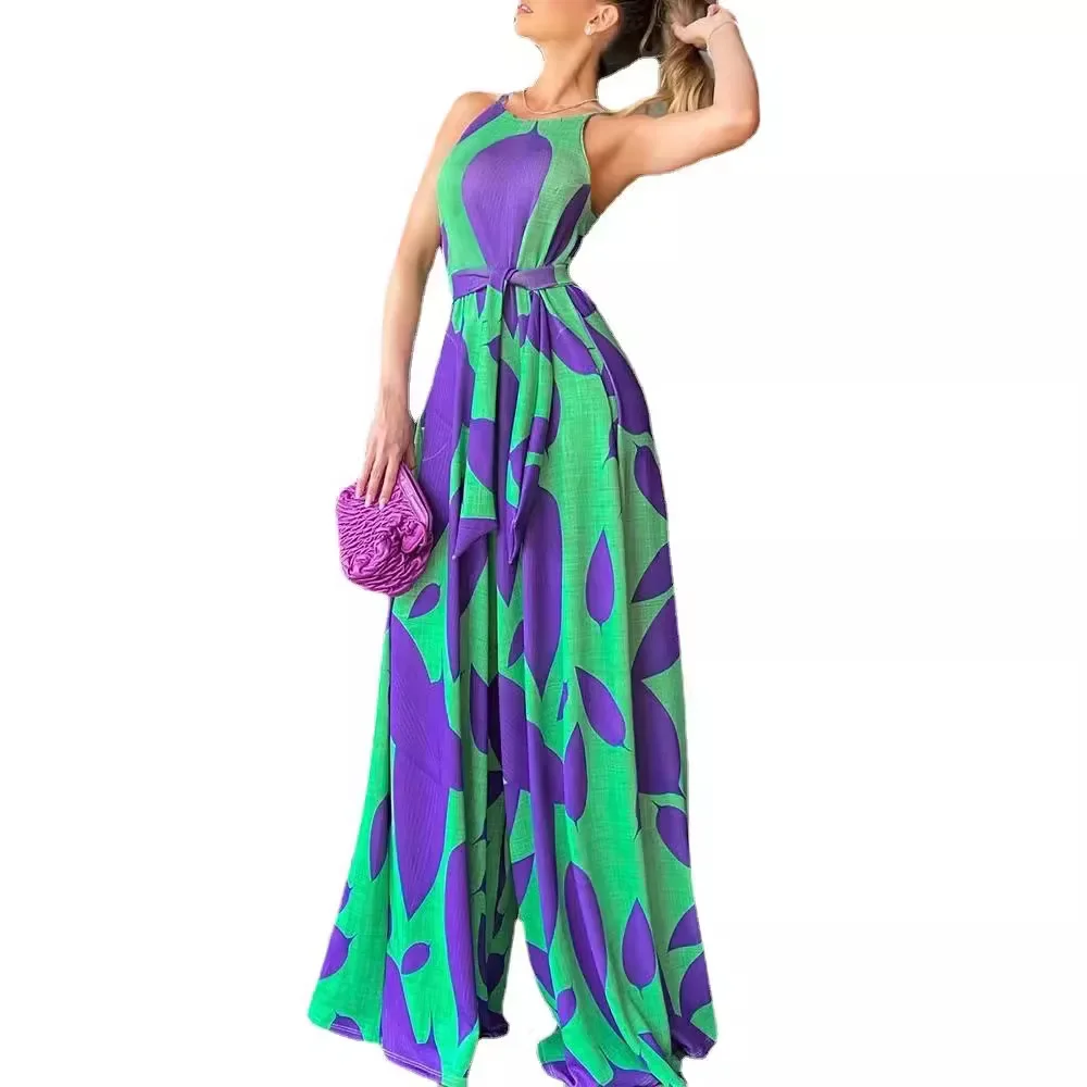 Женский комбинезон без рукавов Элегантный Фиолетовый с принтом и высокой талией