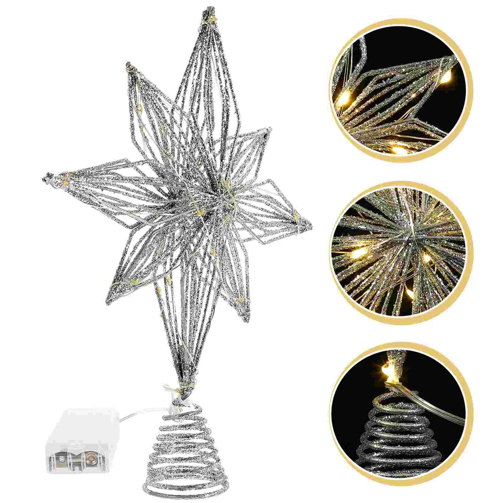 

Christmas Tree Top Star Light Lighted Topper Treetop Decor Xmas Ornament Ornaments Pentagram Decoration