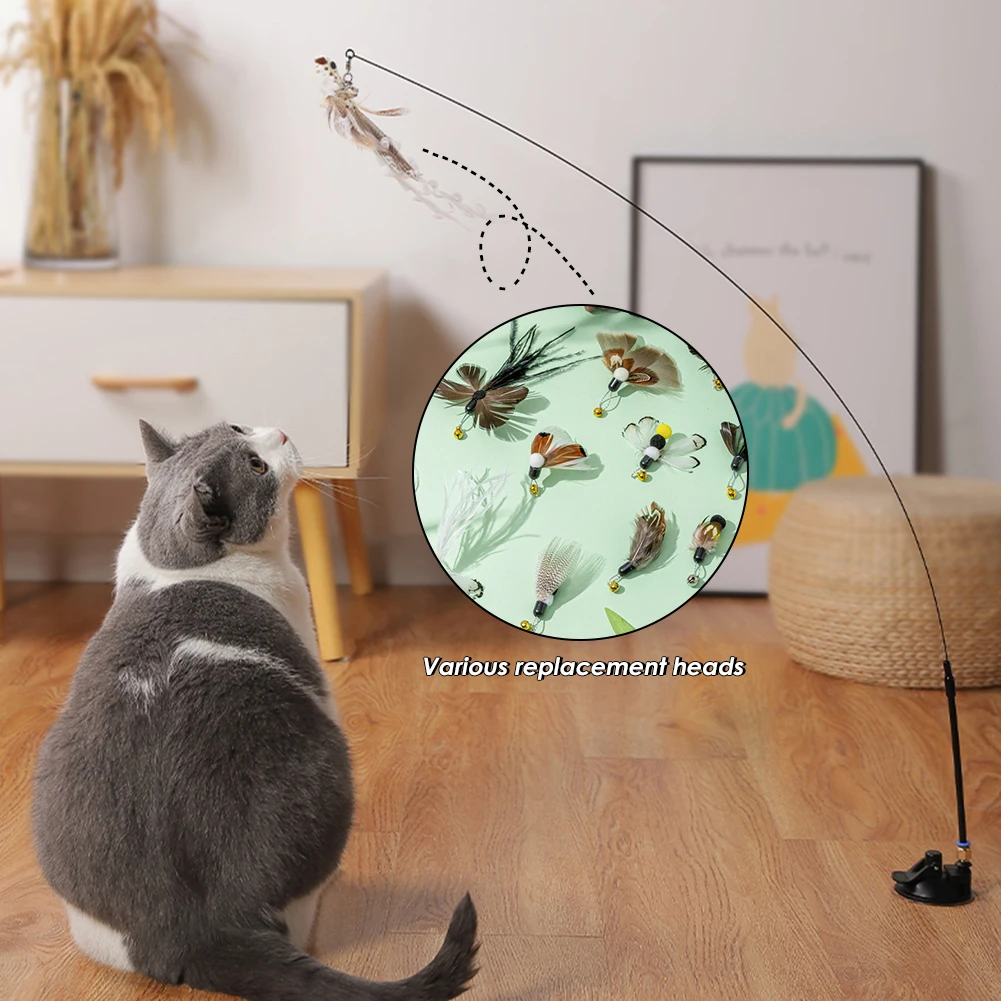 Cats Toy Stick Simulated Insect Feather Replacement Head Delicate Cat Rods Butterfly with Replacement Head New Pet Cats Products