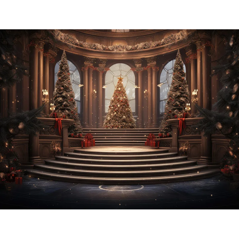 Фон для фотосъемки с изображением рождественских праздников и украшения