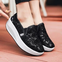 the new 2022 summer casual shose women wedge heel fashion solid color heels sneakers summer mesh womens slip on shoes