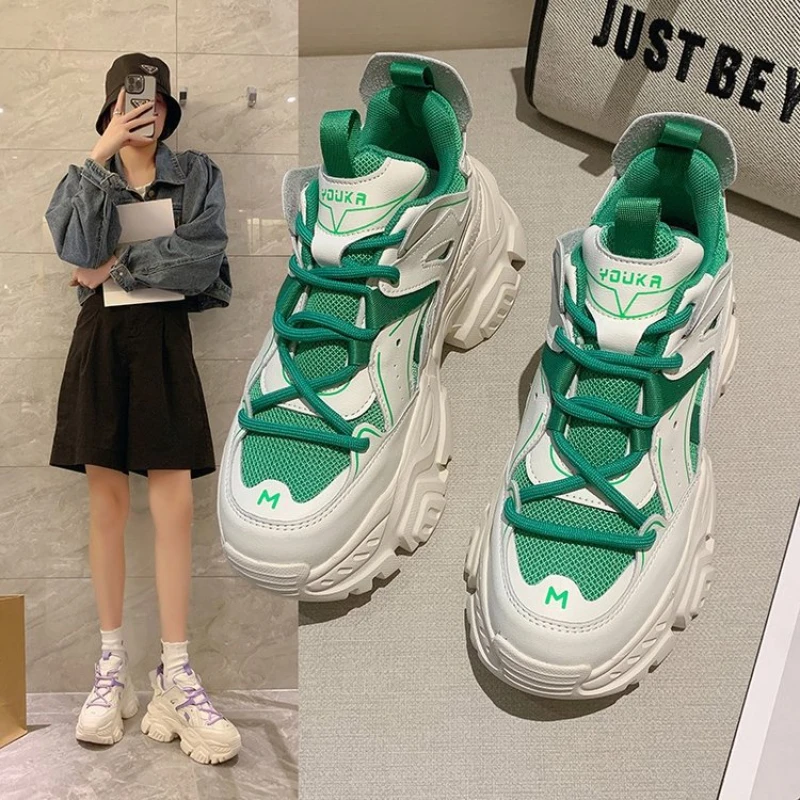 2023 Thick Sole Breathable Dad's Shoes Women's Spring/Summer 2023 New Lightweight Casual Sports Shoes Mesh Shoe Fashion