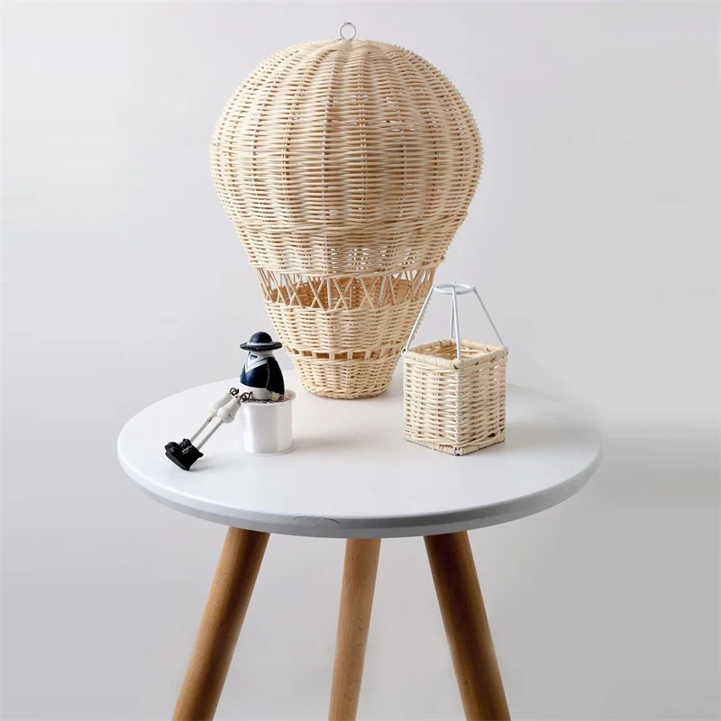 

Handmade Kids Room Decoration Nordic Style Children Bedroom Kindergarten Rattan Weaven Hot Air Balloon Craft Wall Hanging Decor