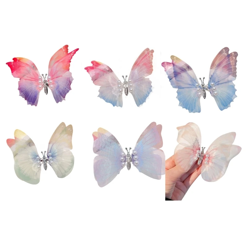 

MXMB Fairy Butterfly-shape Hairclip Shivering-butterfly Pearls Headwear Photo Props