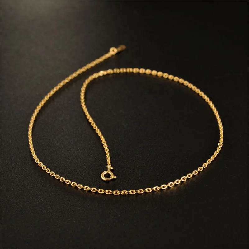 

S925 Sterling Silver Necklace Plated 18K Gold O Chain Single Chain Bare Chain 40 Clavicle Chain 80 Thick Long Sweater Chain