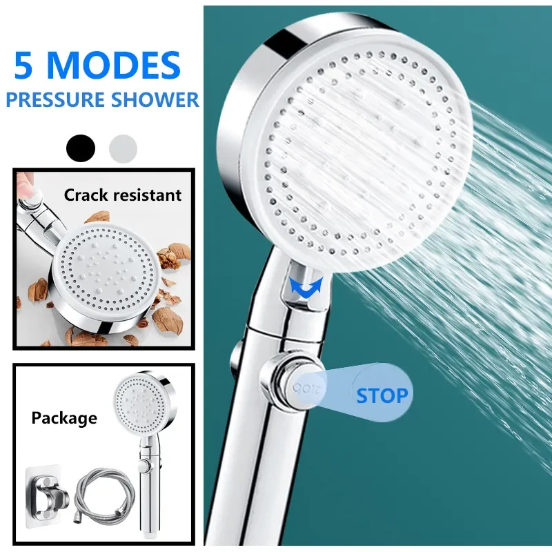 

NEW Shower High Pressure Water Saving 5 Mode Adjustable Shower Massage Eco Bathroom Shower Accessories Set Chuveiro Douche