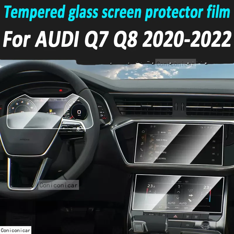 

For AUDI Q7 Q8 2020 2021 2022 GPS Navigation Multimedia Screen Tempered Glass Protection Film Auto Accessories Prevent Scratches