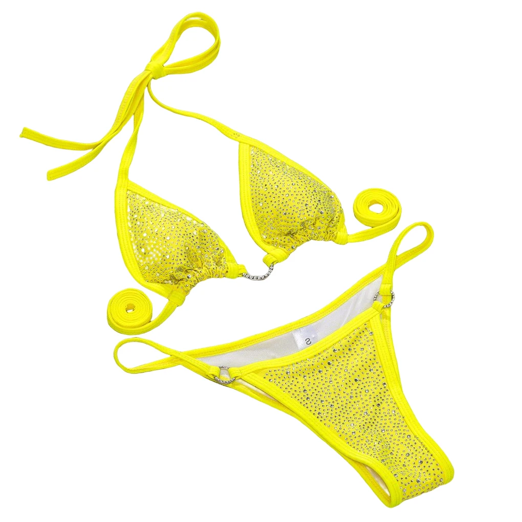 

Swimwear Set Padded Summer Two-pieces Colors Bathing Suit Rhinestone Swimming Costume Beach Pool Beachwear Parties