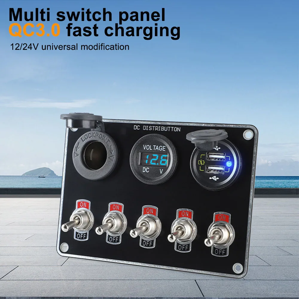 12-24 в прикуриватель вольтметр Usb QC3.0 быстрое зарядное устройство ВКЛ./ВЫКЛ.