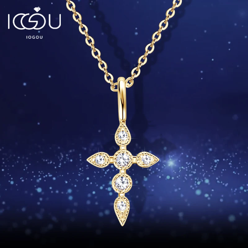 Ожерелье из серебра 925 пробы с бриллиантом муассанита цвета D подвеска-крест для