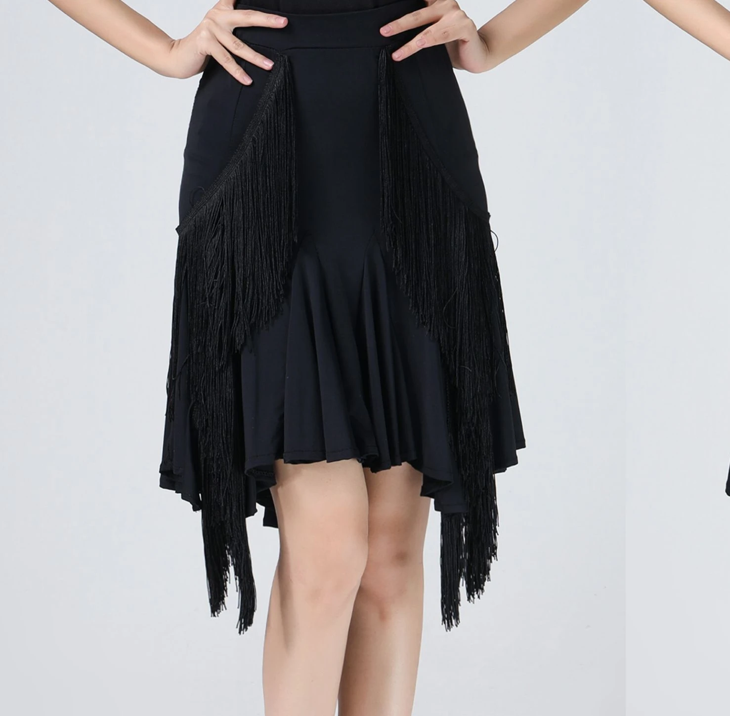 Женская юбка-годе для латиноамериканских танцев длинное платье с бахромой