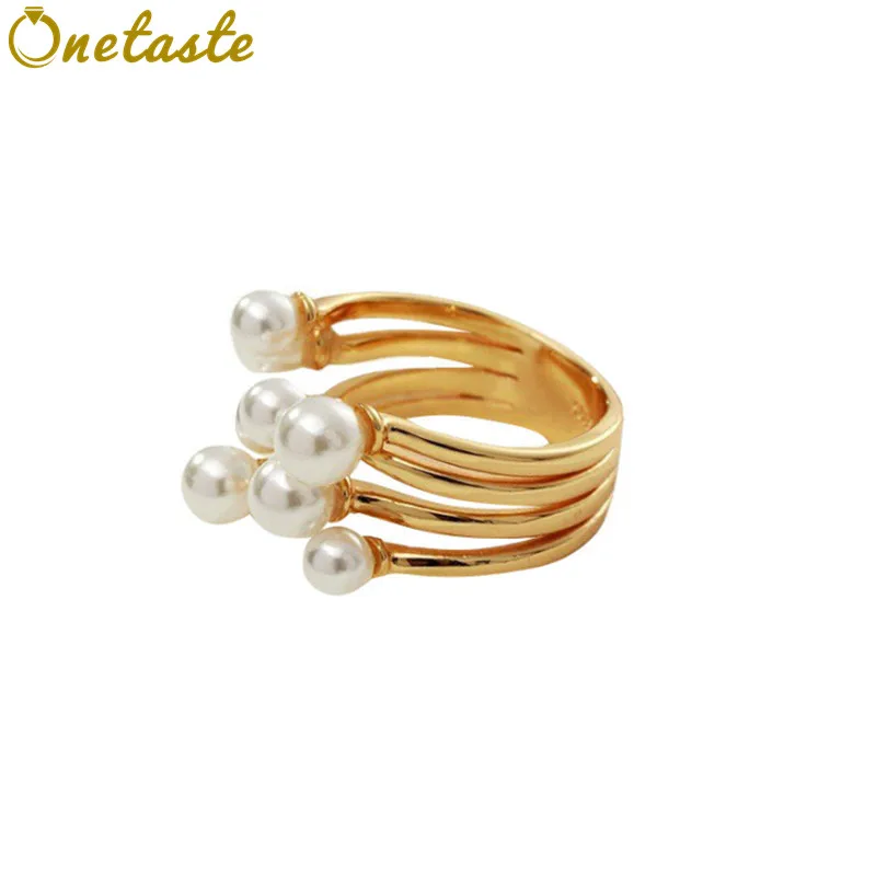 

S925 Sterling Silver Gold Plated Multi-layer Shell Pearl Open Rings For Women Vintage Trendy French Style Ring Best Gift For Her