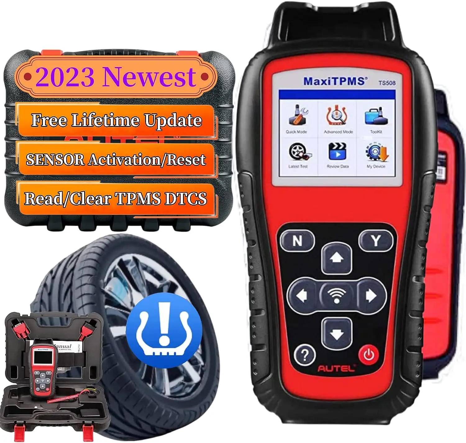 

TPMS TS508 TPMS Tire Pressure Monitor Tool Upgraded TS501 TS408 TS401 Relearn/Reset/Activate/Diagnosis for All Brand Sensors Rea