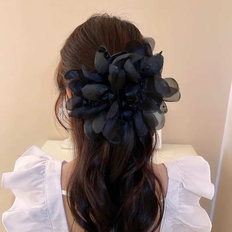 

Trendy New Mesh Flower Hairpin (korean Version) Dongdaemun Temperament, Retro Grip, Versatile Design Sense, Net Red Hair