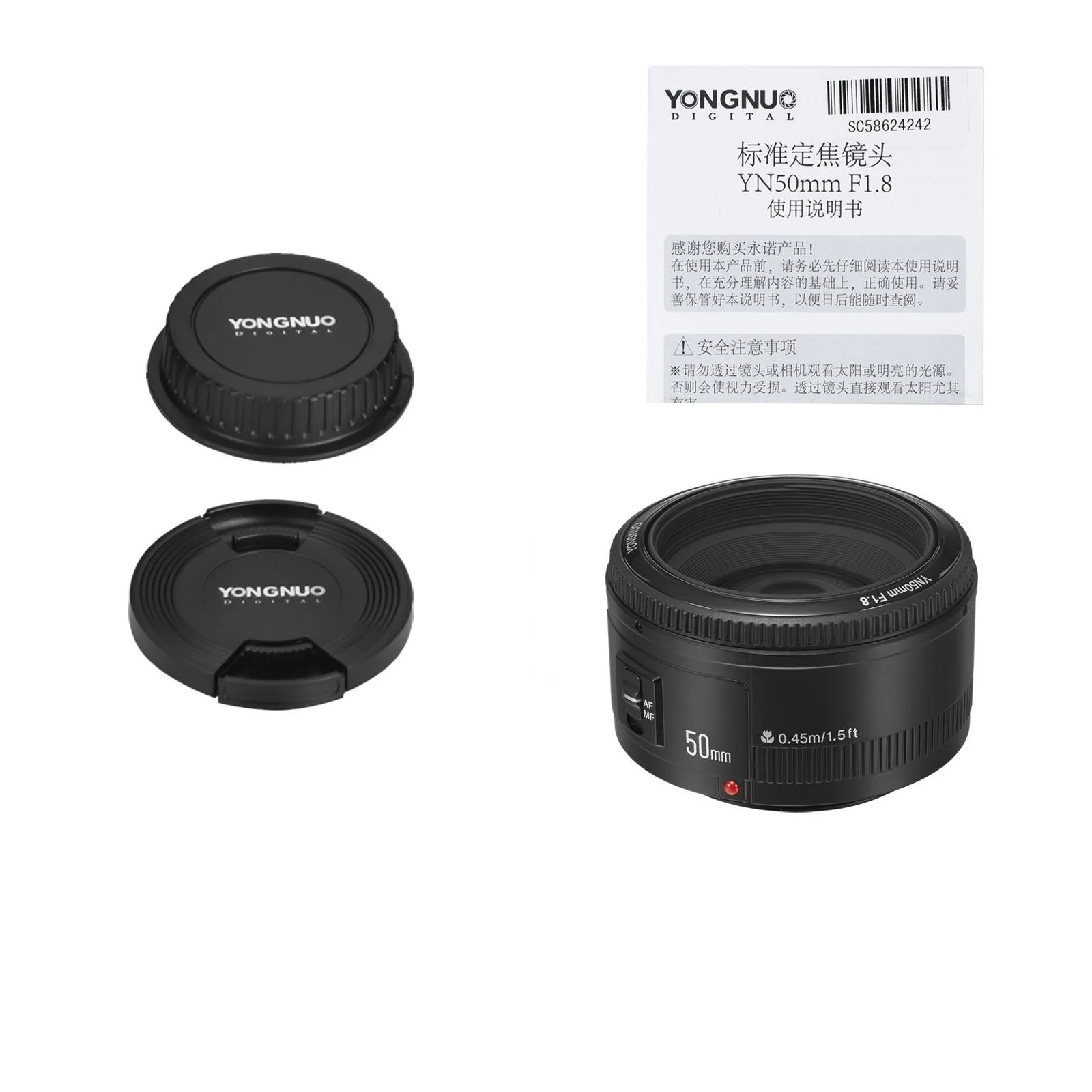 

Standard Camera Lens YONGNUO YN 50 mm F1.8 MF YN50 mm f /1.8 AF Lens Aperture Auto Focus for CANON D5200 D750 D500 DSLR Cameras