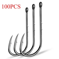 100pcs fishing hooks carbon steel single circle fishing hook fly fishing jip barbed carp hooks sea tackle accessories