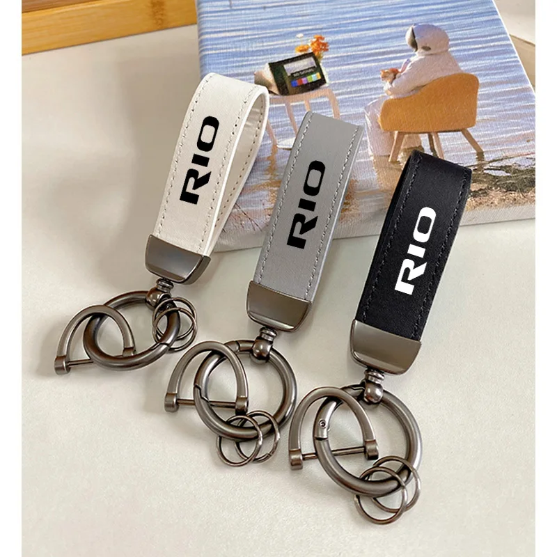 

Top leather supports custom keychains For KIA Rio Car Accessories
