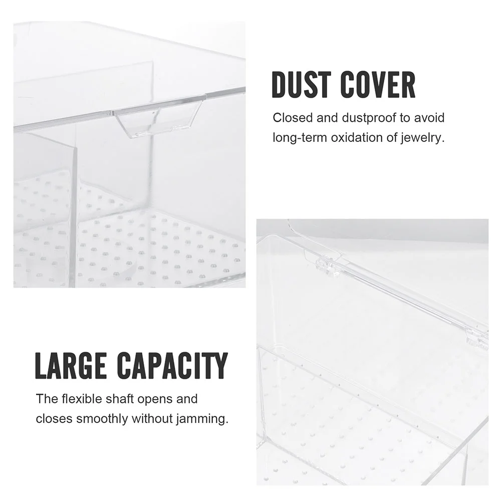 2Pcs Clear Beads Box Jewelry Storage Case Makeup Brush Organizer Makeup Desk Organizer Desktop Rings Holder Cotton