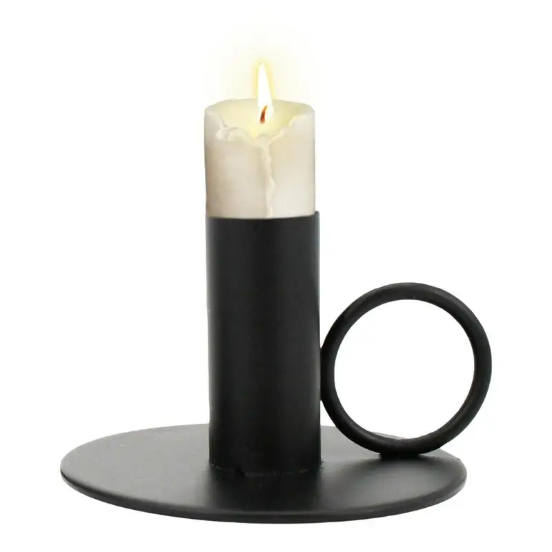 Retro Iron Taper Candle Holder Candlestick Holder With Handle For Birthday Christmas Wedding Parties