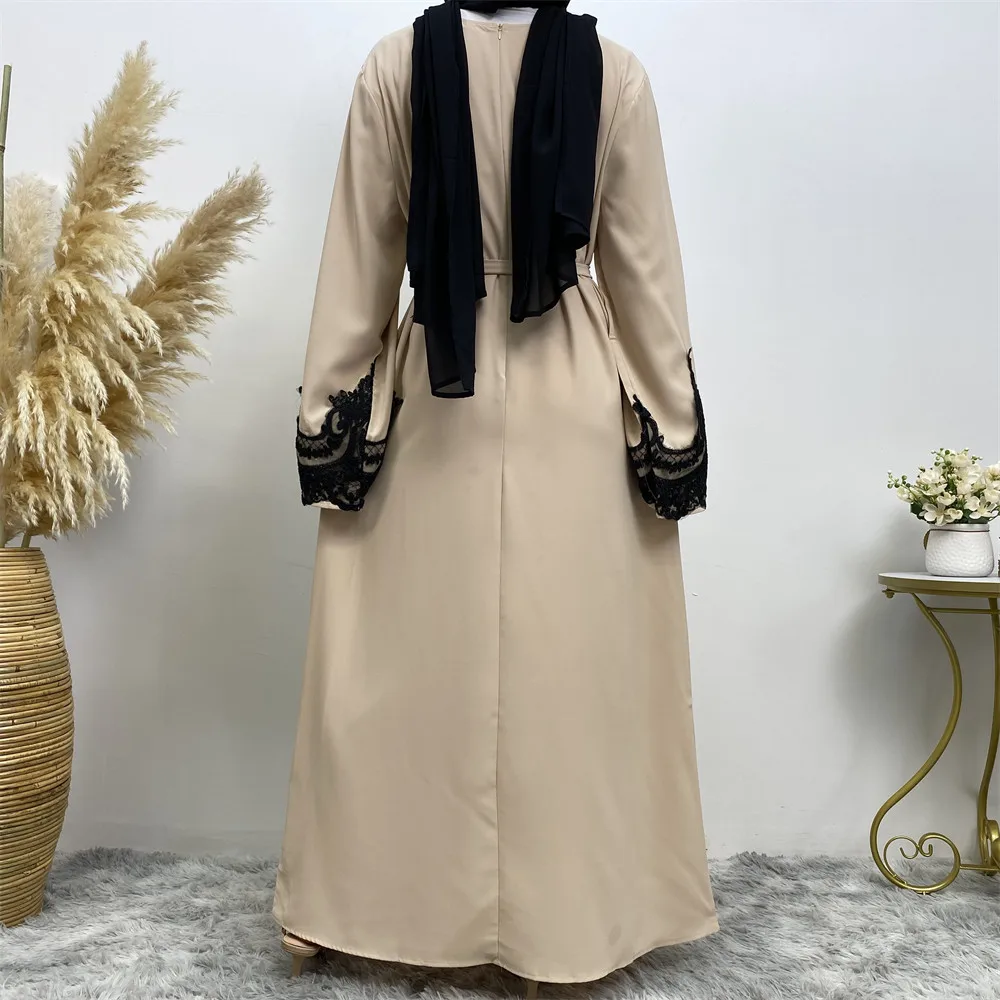 Moroccan Kaftan 2023 New Fashion Versatile Muslim Wear Long Sleeve Lace Panels Long Loose Dress Evening Dresses  جلابيه نسائية