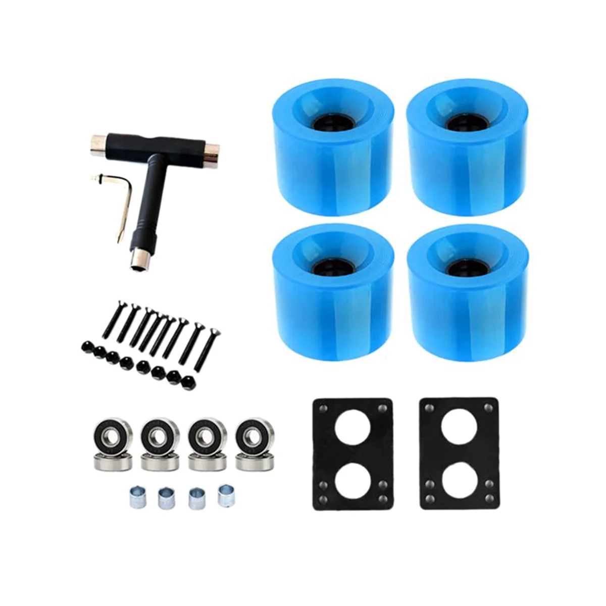 

Сменные колеса для скейтборда 80A с подшипниками, полиуретановые колеса для Лонгборда, голубой цвет