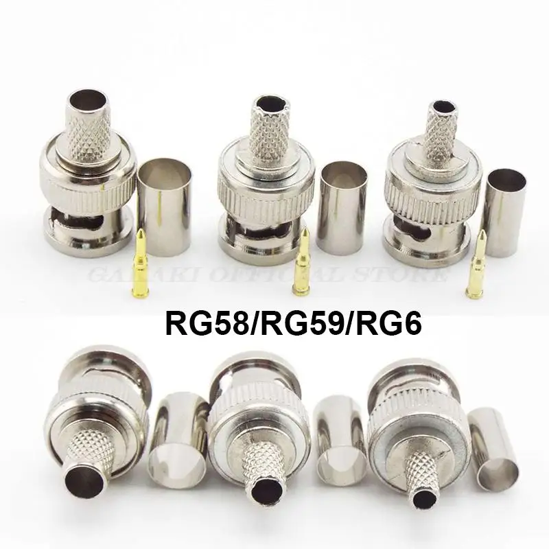 5 шт. BNC Гнездовой соединитель RG58/RG59/RG6 BNC Штекерный обжимной соединитель переходник для CCTV аудио