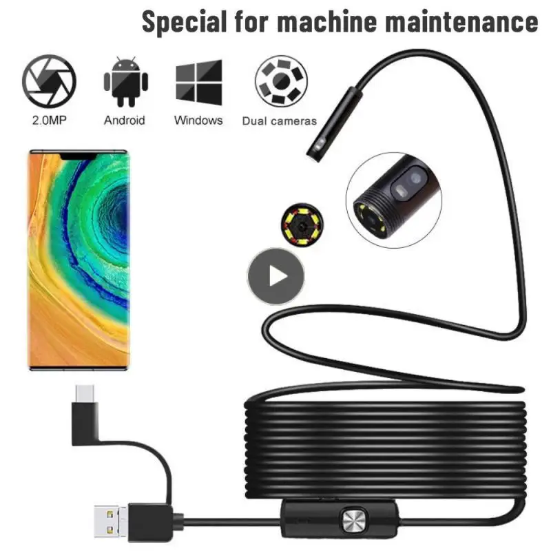 

Wire Borescope Built-in 6 Led Lights 3 In 1 Mini Usb Endoscope Micro-cameras Detector Inspection Camera High Resolution Black